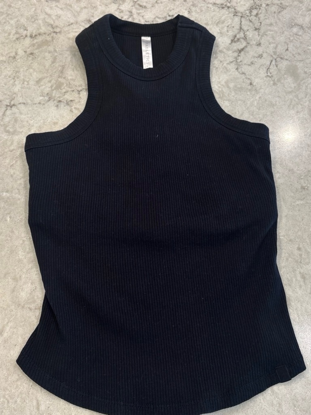 Fabletics Black Ribbed Crewneck Tank
